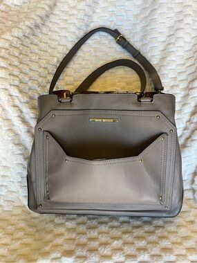 Steve Madden Gray Structured Tote with Front Slip Pocket  large capacity